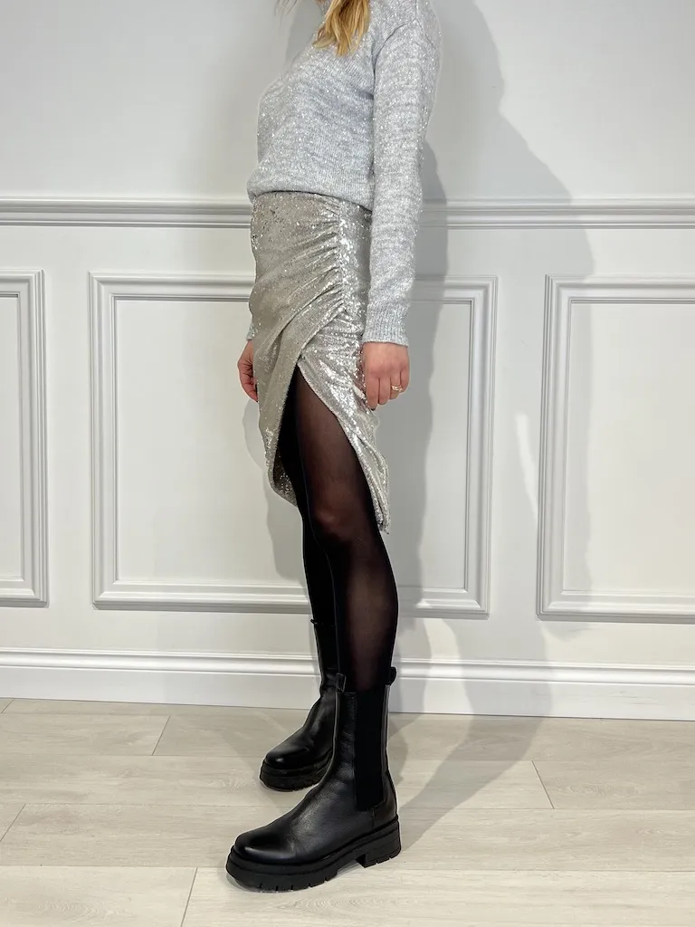 Gonna con drappeggio paillettes – Haveone