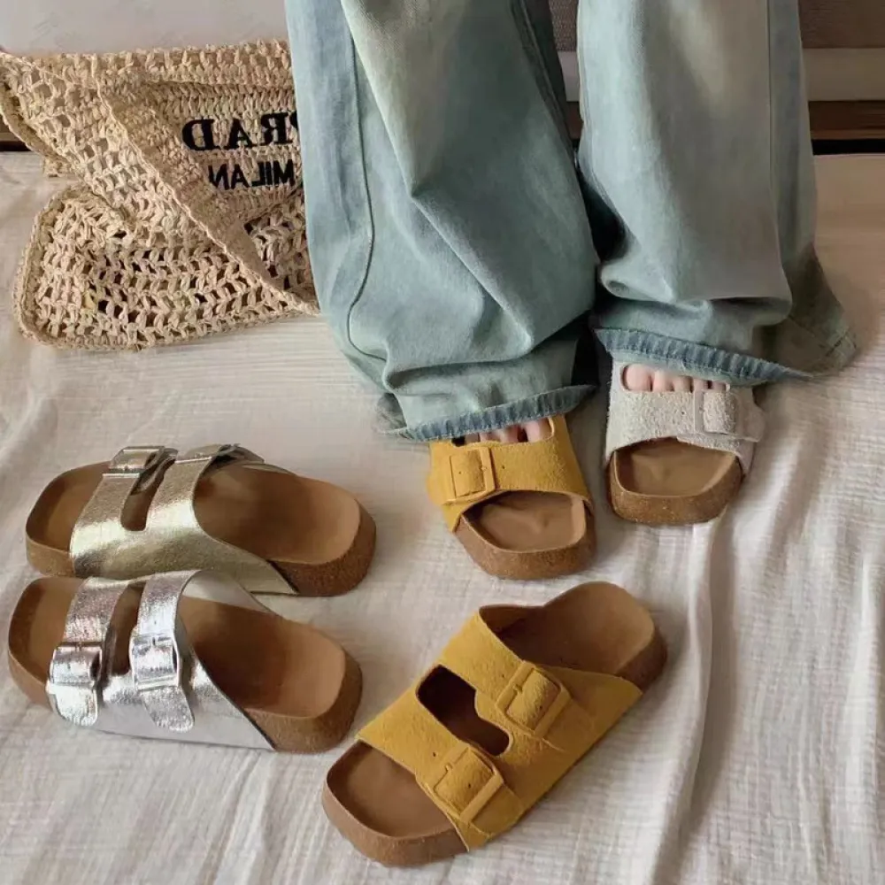 Grape Mama Vacanze sull'isola di Hong Kong ~ Nuovo stile estivo Sandali pigri slip-on doppiopetto dimagranti con suola spessa Bi