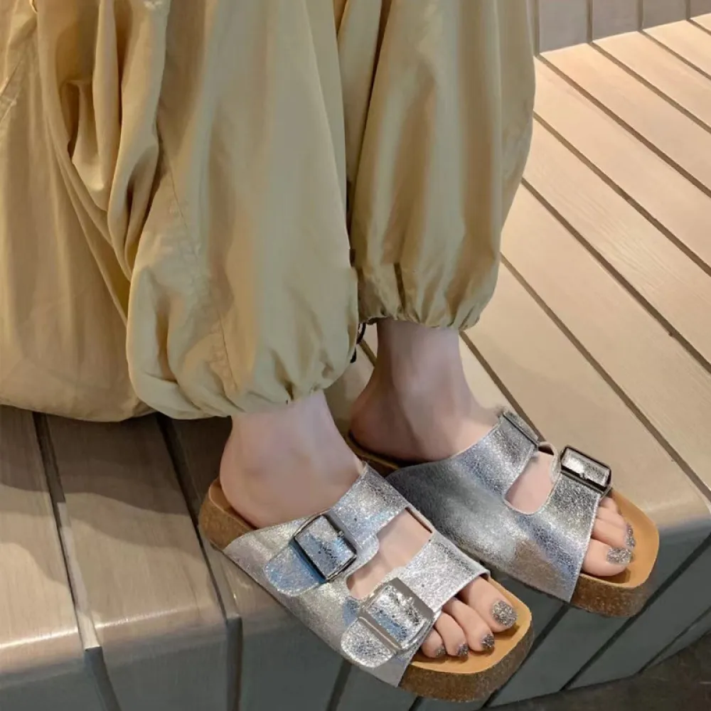 Grape Mama Vacanze sull'isola di Hong Kong ~ Nuovo stile estivo Sandali pigri slip-on doppiopetto dimagranti con suola spessa Bi
