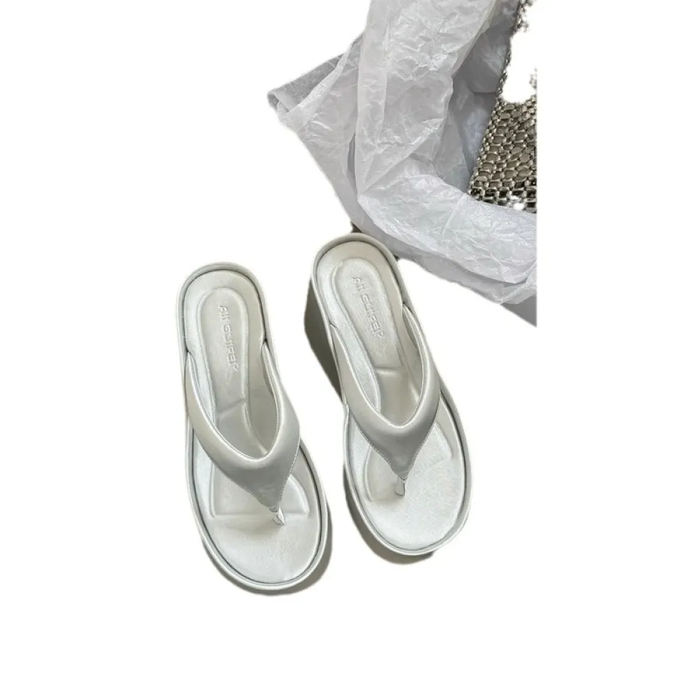 Infradito argento con suola spessa Scarpe da fata 2024 Nuovi sandali con zeppa con tacco alto per le vacanze estive