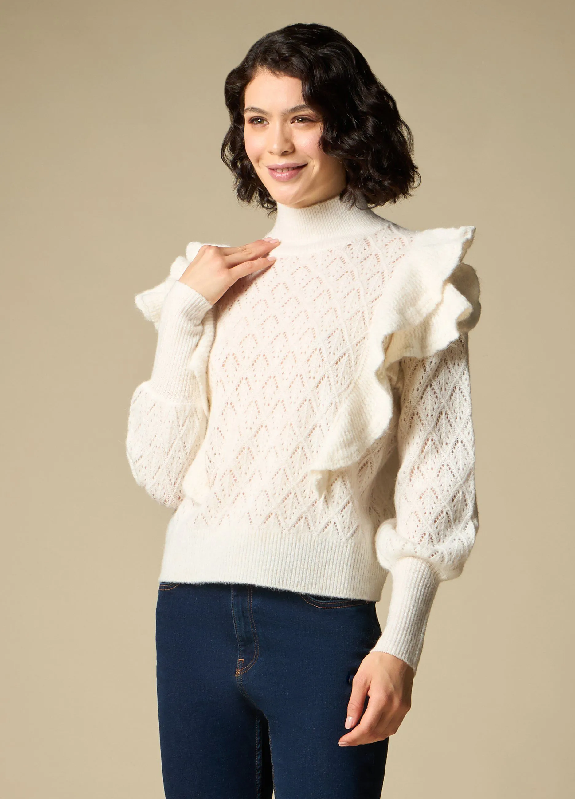 IWIE  Tricot in misto lana con rouches donna