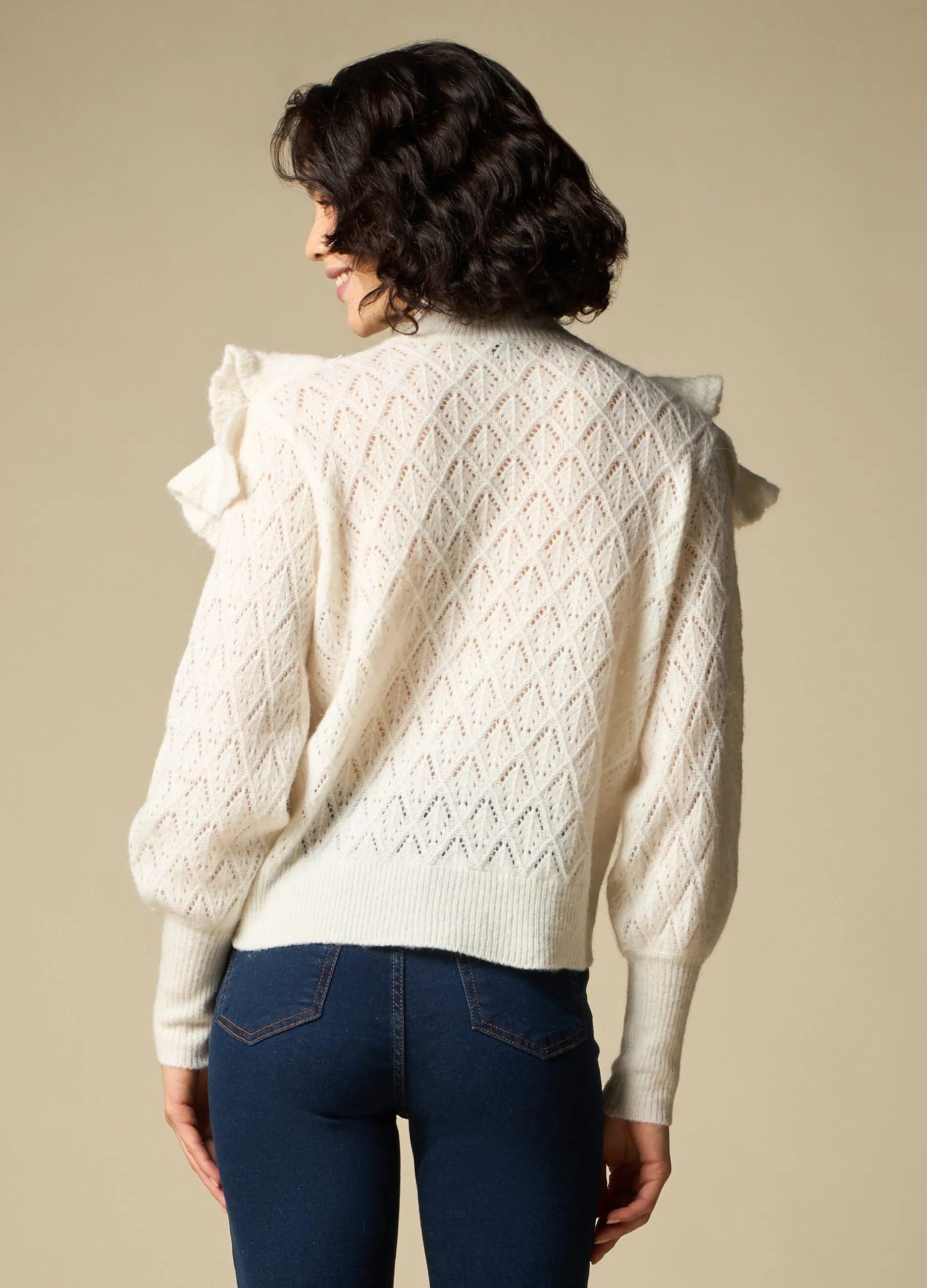 IWIE  Tricot in misto lana con rouches donna