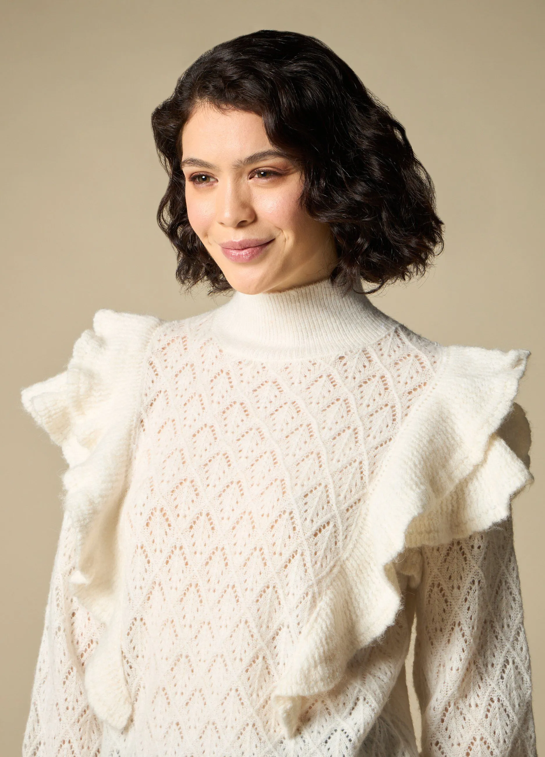 IWIE  Tricot in misto lana con rouches donna