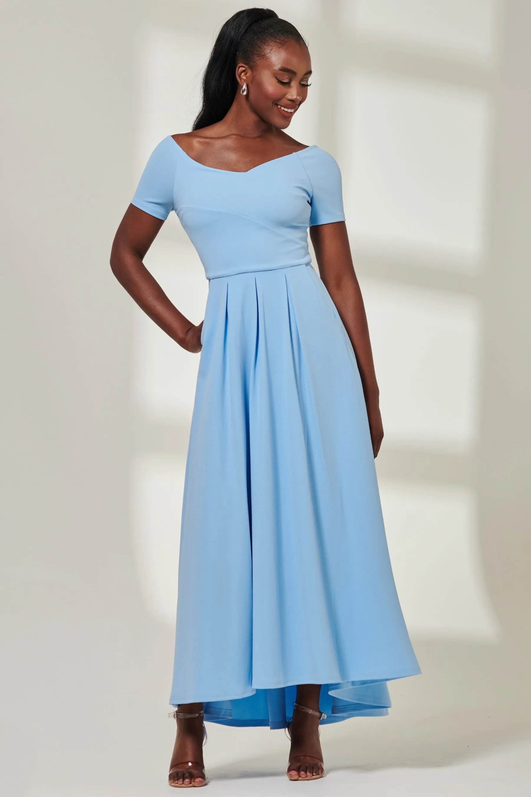 Jolie Moi - Yana - Abito maxi in tessuto scuba con spalle scoperte
