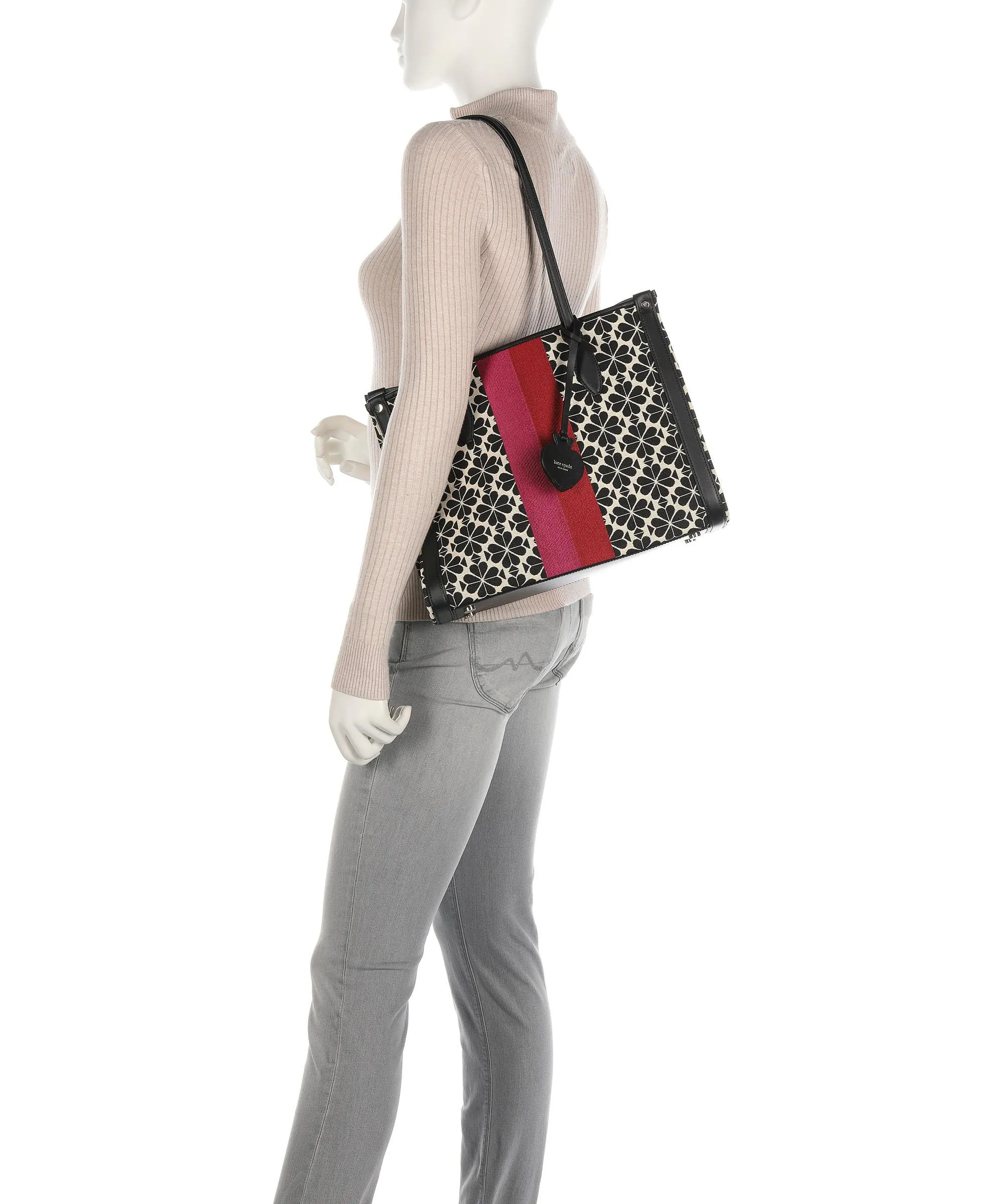  Kate Spade New York Spade Flower Jacquard Market Borsa shopper tela nero/beige  