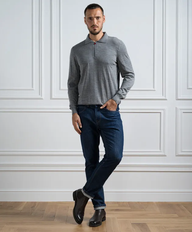 Kiton Polo in lana grigia UK864ZW23