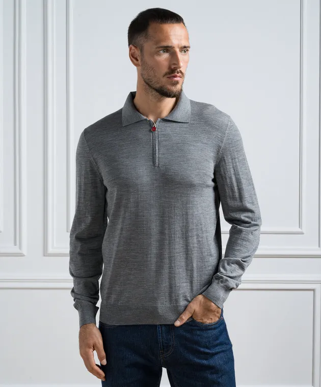 Kiton Polo in lana grigia UK864ZW23