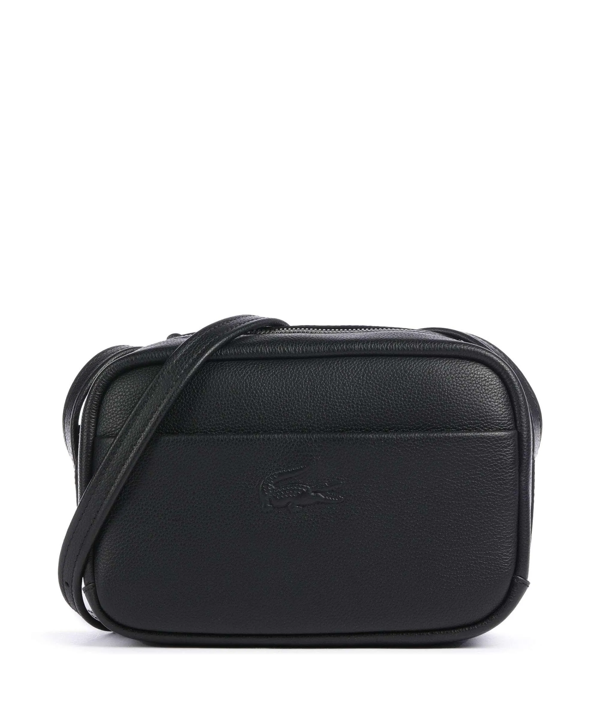  Lacoste City Court Borsa a tracolla pelle di vacchetta grana nero  