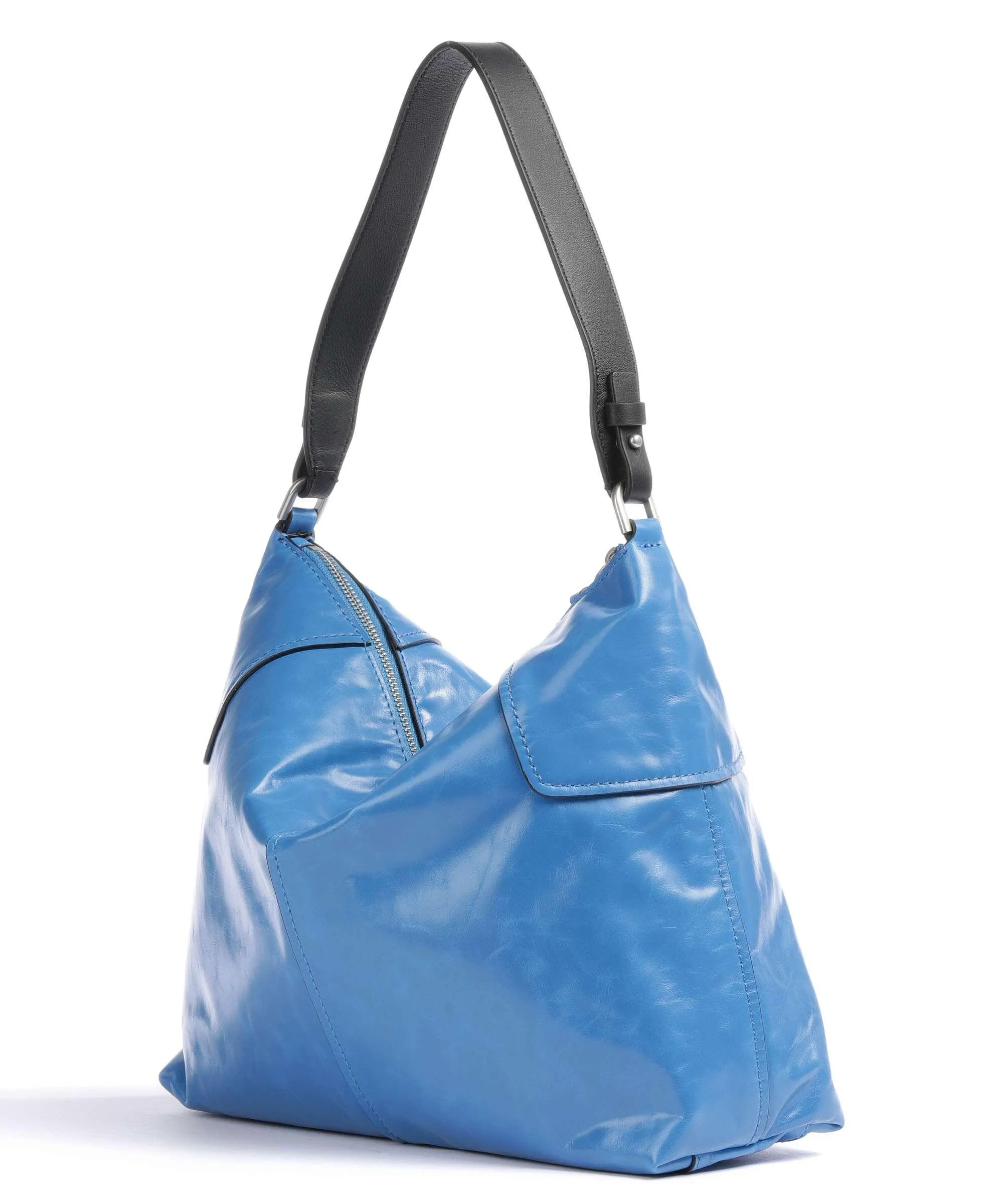  Liebeskind Mila Paper Touch Crinkle M Borsa hobo pelle a grana fine blu  