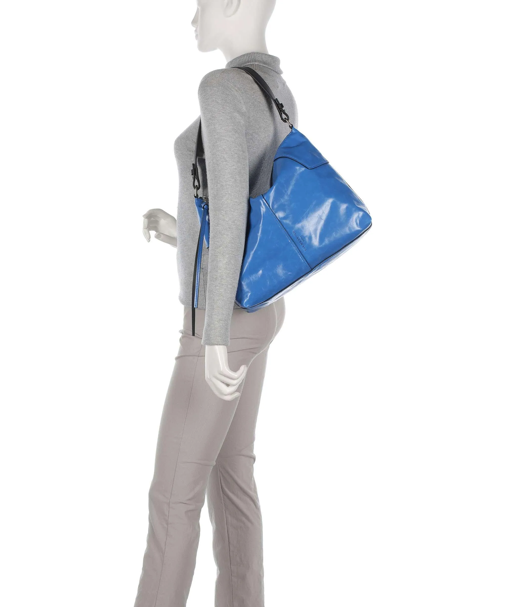  Liebeskind Mila Paper Touch Crinkle M Borsa hobo pelle a grana fine blu  