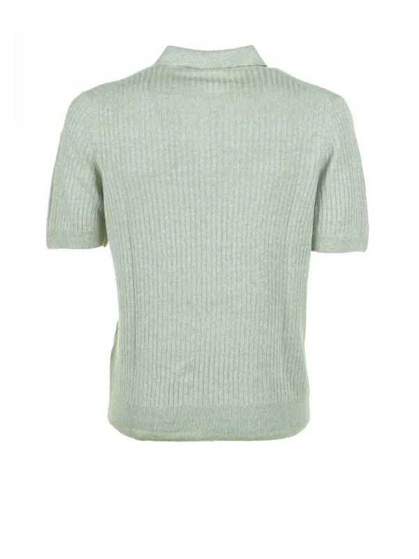 Light green short-sleeved polo shirt