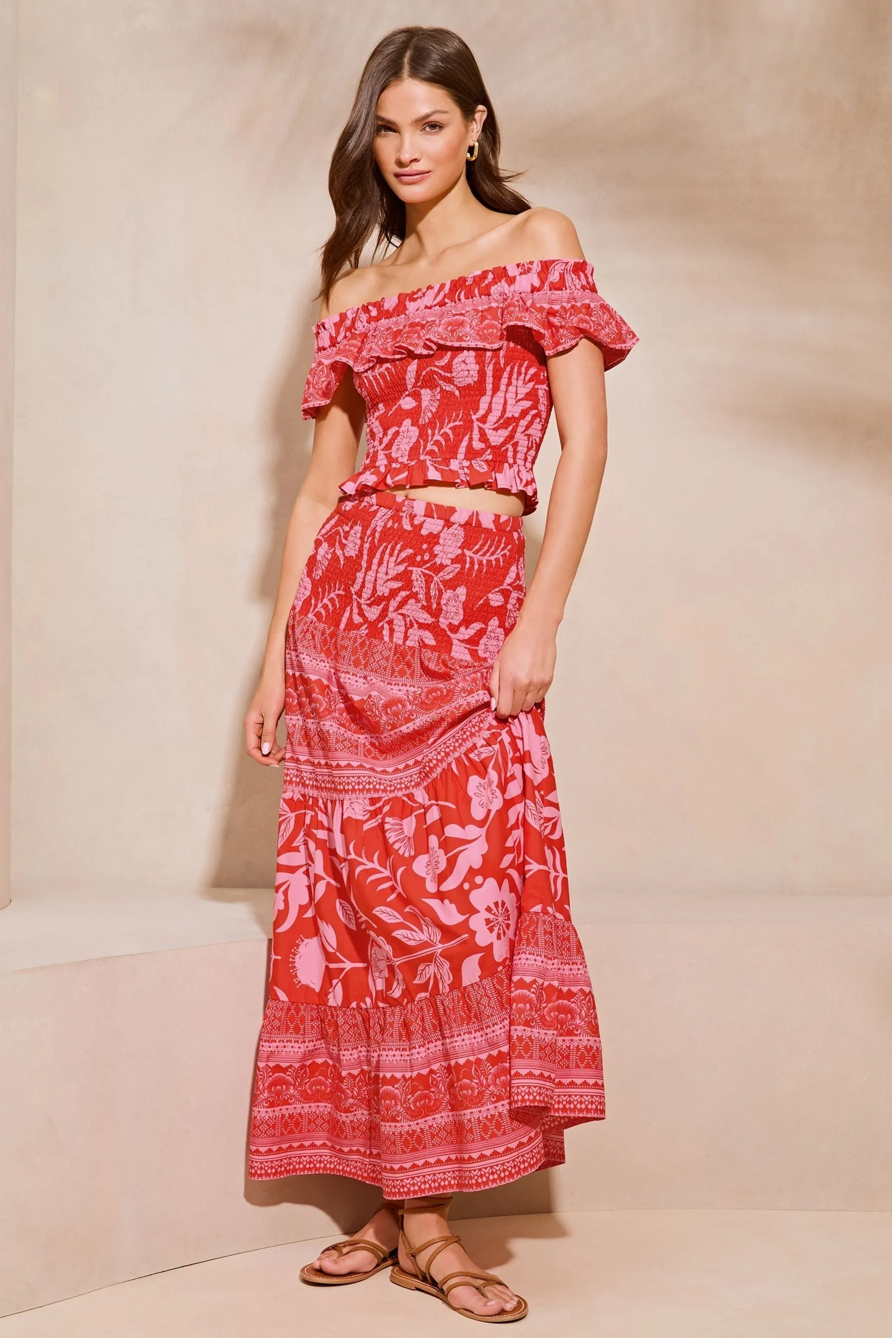 Lipsy arricciato - Gonna midi stampata