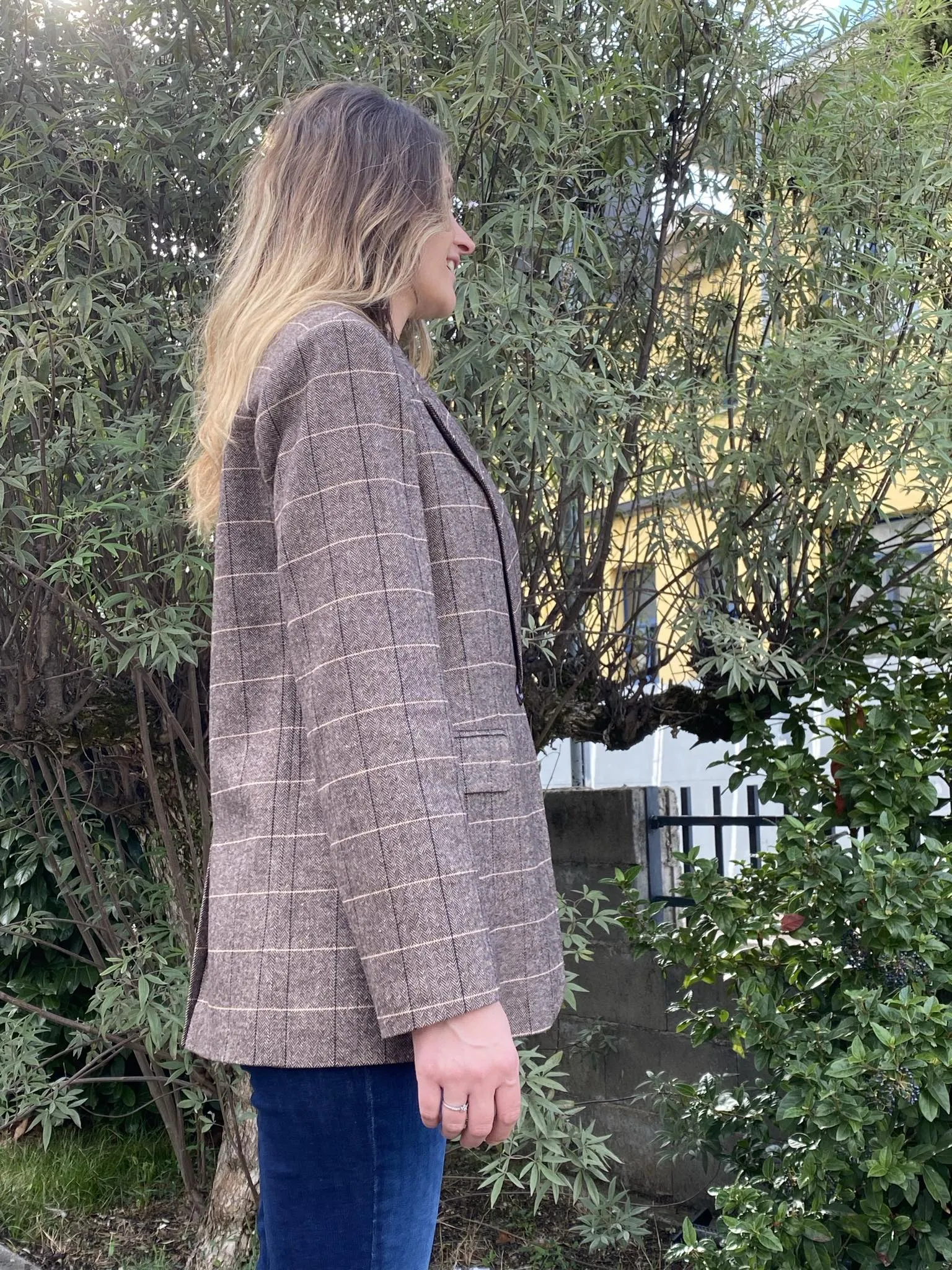 LIU JO giacca donna straight fit check con spilla gioiello CF4415T2666