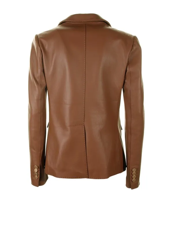 Lizzie double-breasted leather blazer