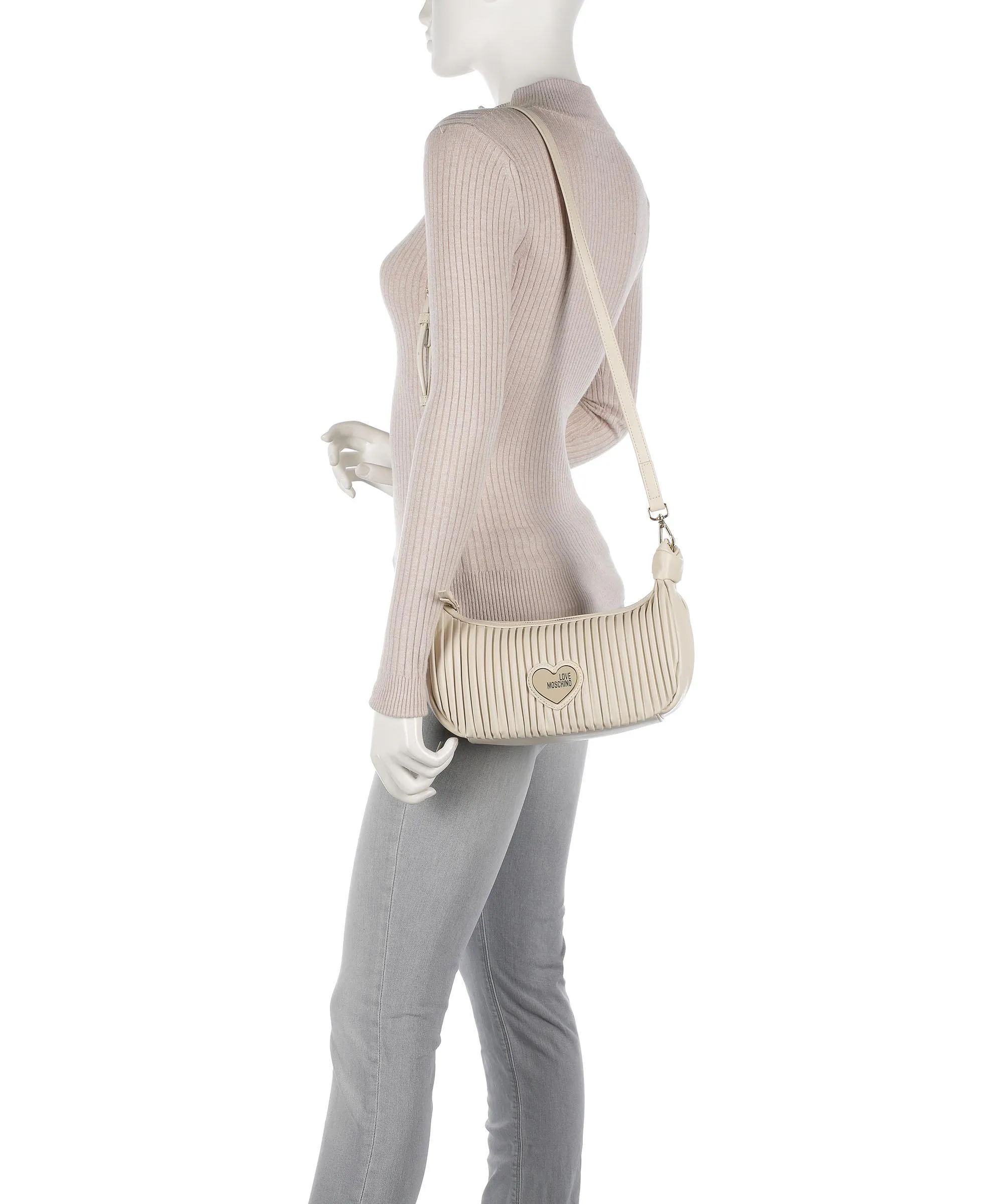  Love Moschino Pleated Borsa a tracolla pelle sintetica avorio  