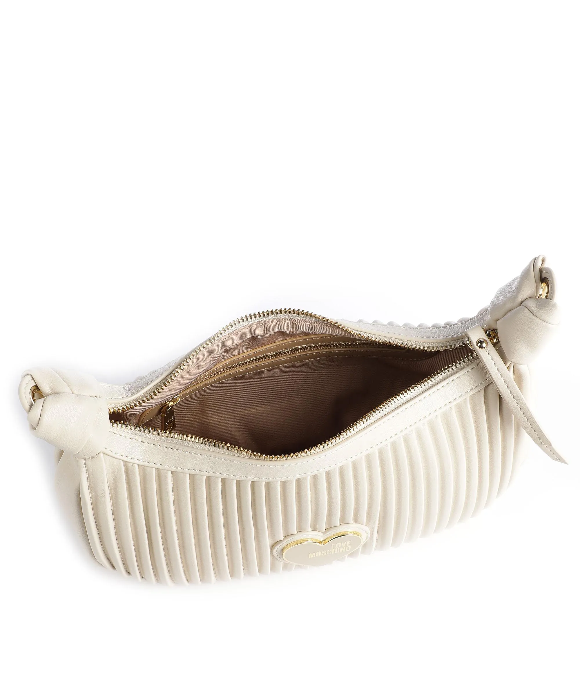  Love Moschino Pleated Borsa a tracolla pelle sintetica avorio  
