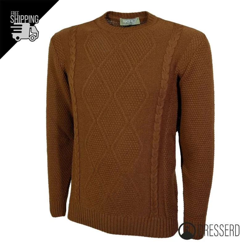 Maglia Uomo Invernale Toppe Colorate Manica Trama Pesante Girocollo Maglione Dresserd