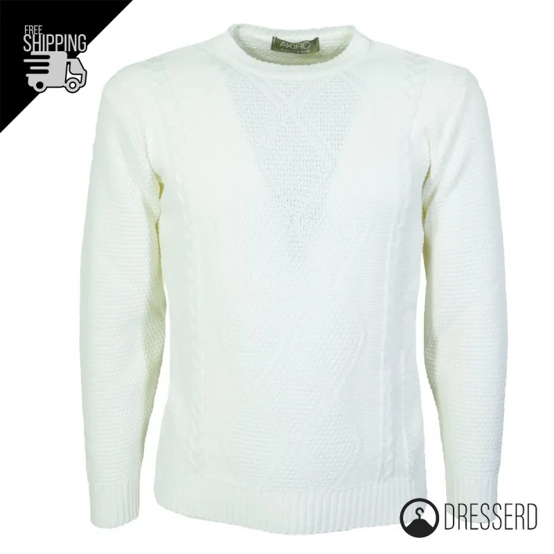 Maglia Uomo Invernale Toppe Colorate Manica Trama Pesante Girocollo Maglione Dresserd