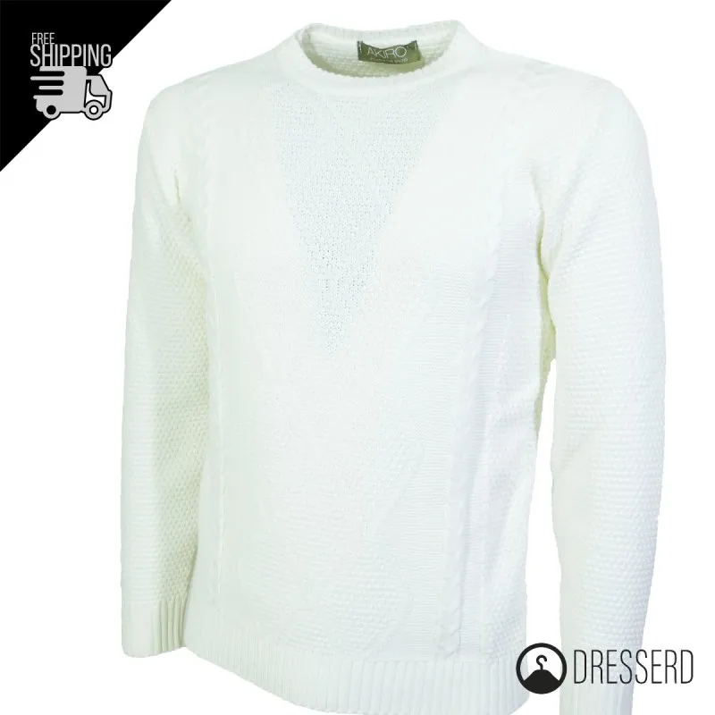 Maglia Uomo Invernale Toppe Colorate Manica Trama Pesante Girocollo Maglione Dresserd