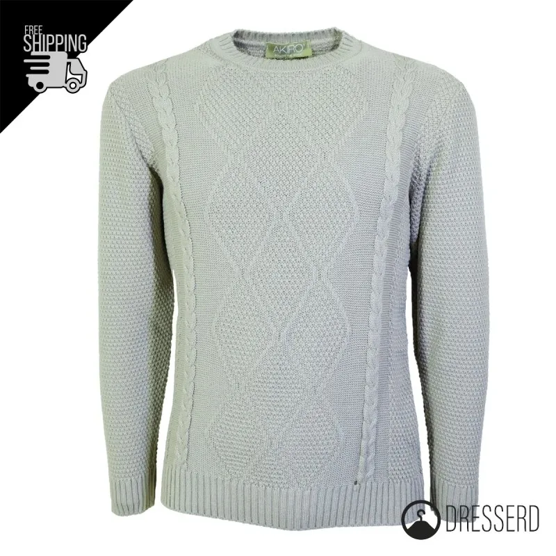 Maglia Uomo Invernale Toppe Colorate Manica Trama Pesante Girocollo Maglione Dresserd
