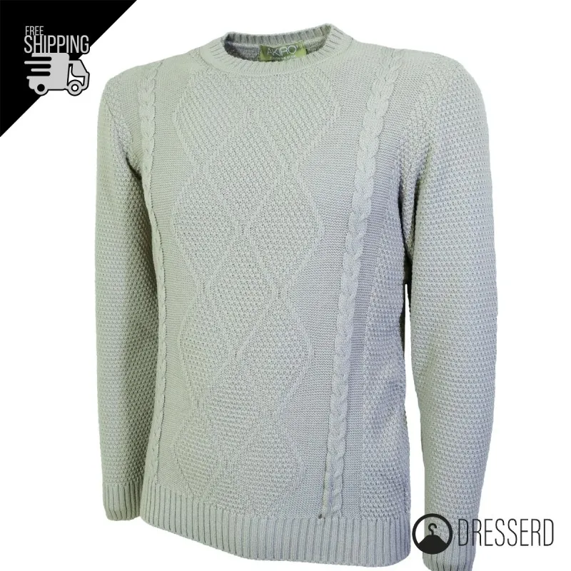 Maglia Uomo Invernale Toppe Colorate Manica Trama Pesante Girocollo Maglione Dresserd