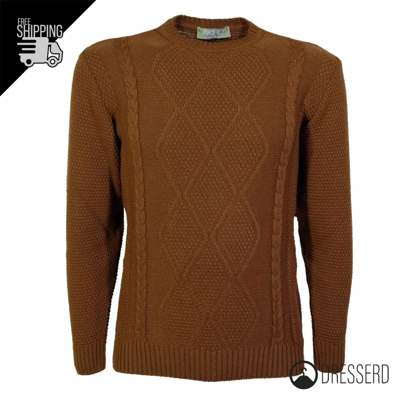Maglia Uomo Invernale Toppe Colorate Manica Trama Pesante Girocollo Maglione Dresserd