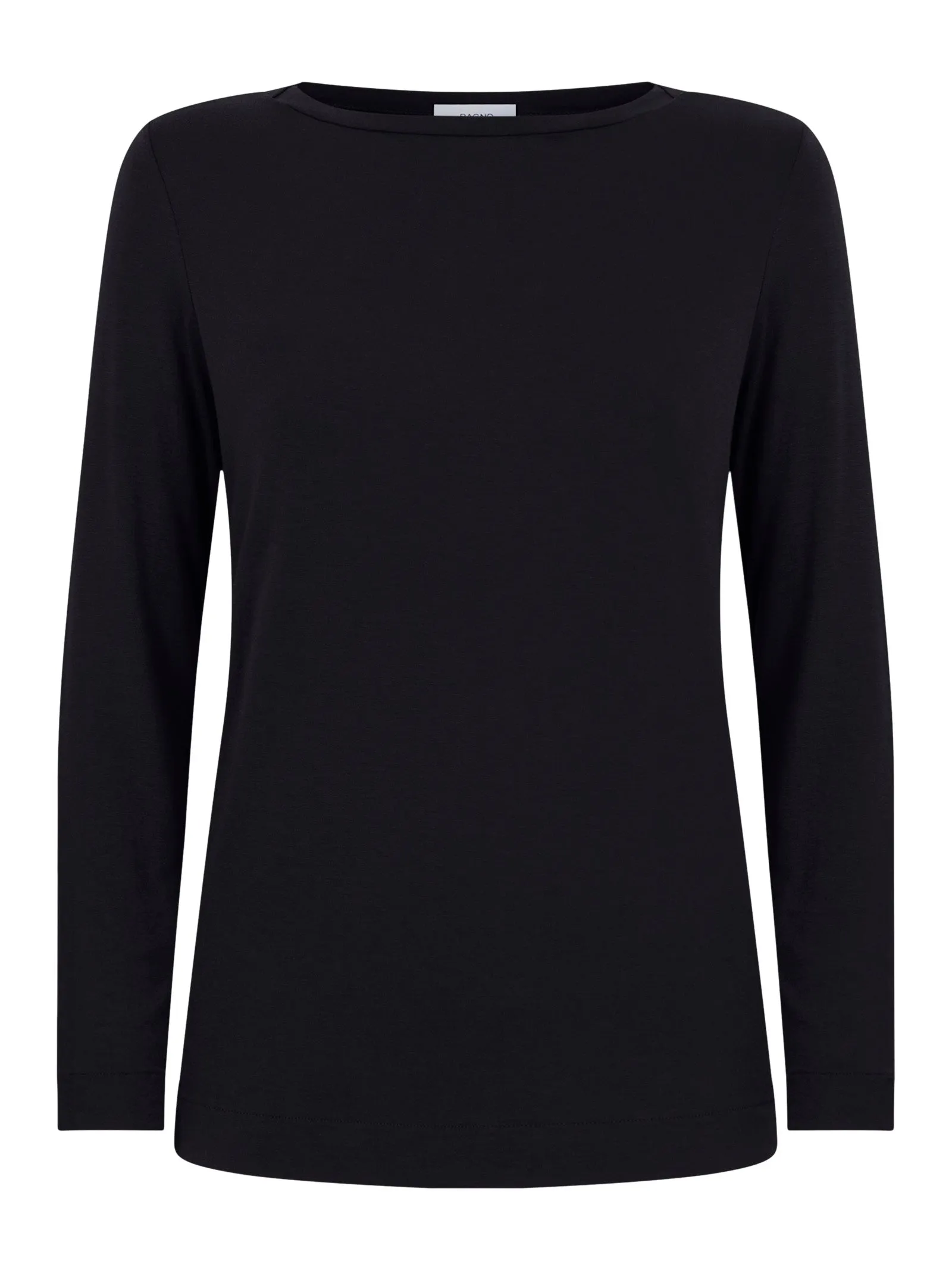 Maglietta con collo a barchetta in filato Tenderwool - Nero