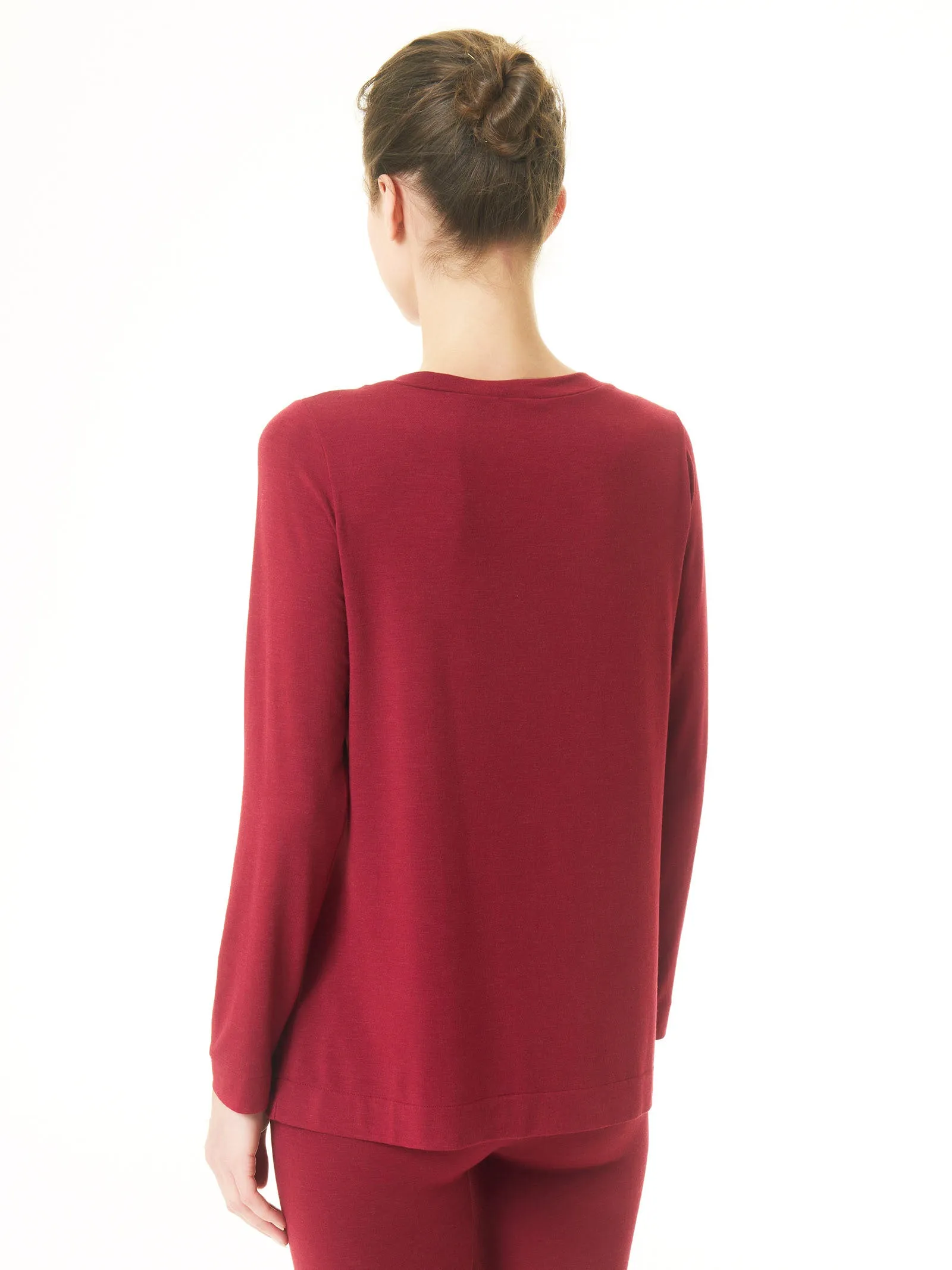Maglietta con collo a barchetta in filato Tenderwool - Nero