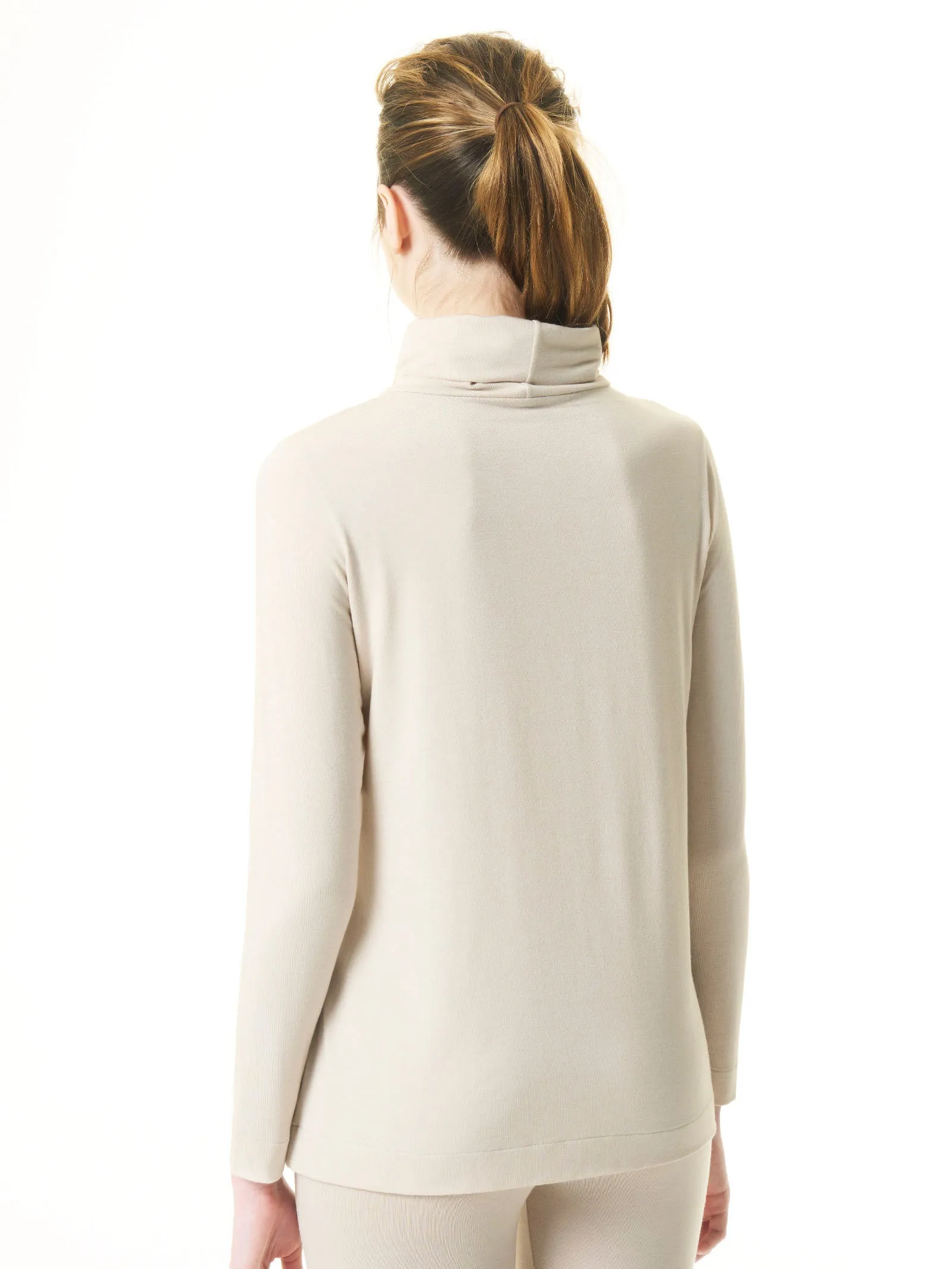 Maglietta con collo morbido in filato Tenderwool - Bleu