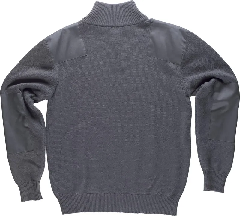 Maglione a mezza zip con rinforzi su spalle e gomiti Grigio