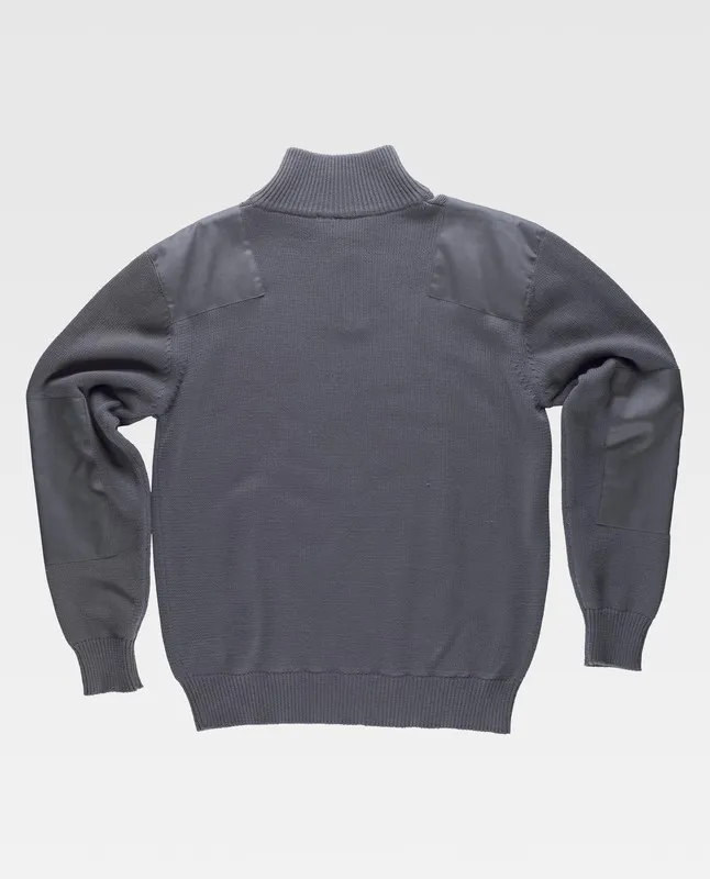 Maglione a mezza zip con rinforzi su spalle e gomiti Grigio