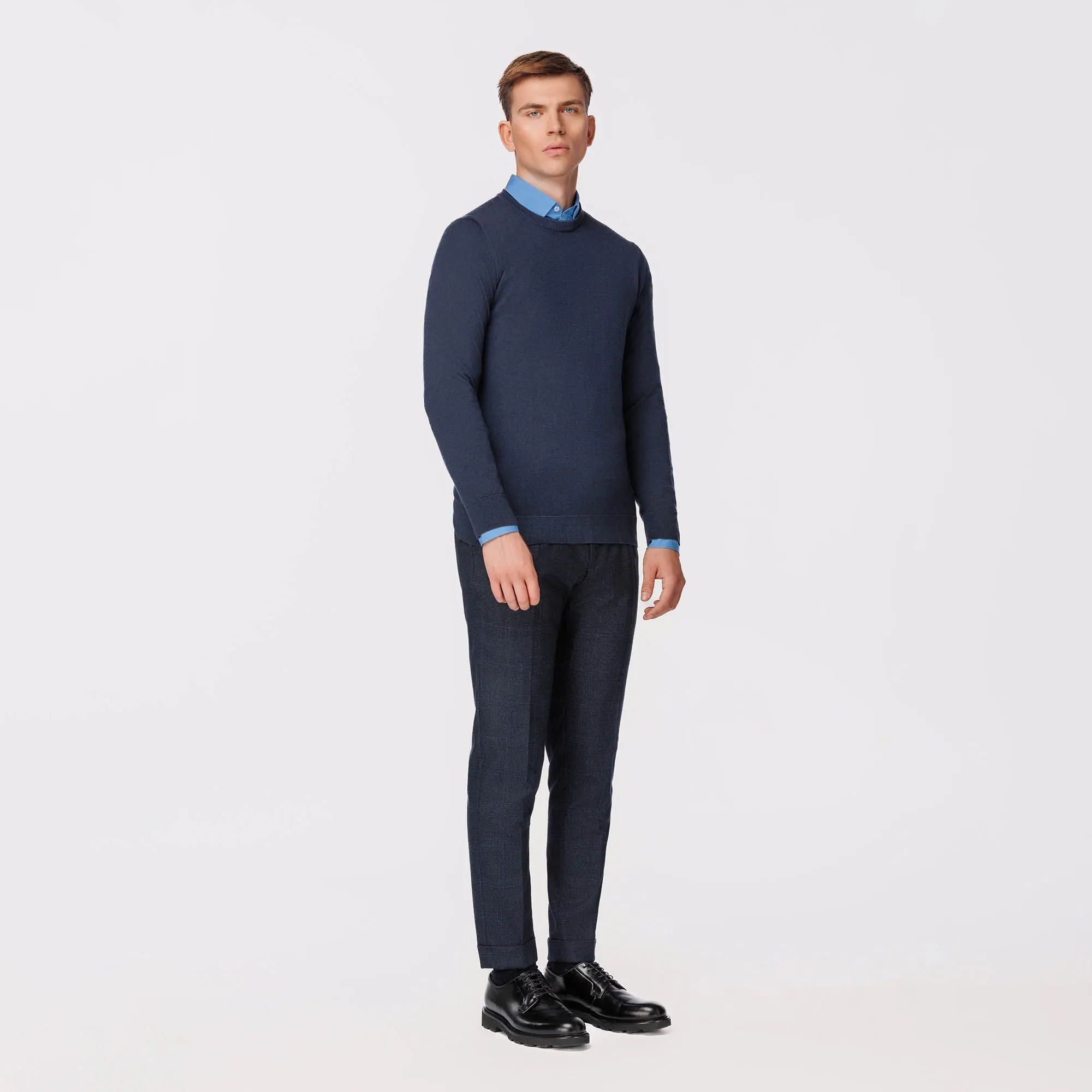 Maglione Girocollo Lana Blu