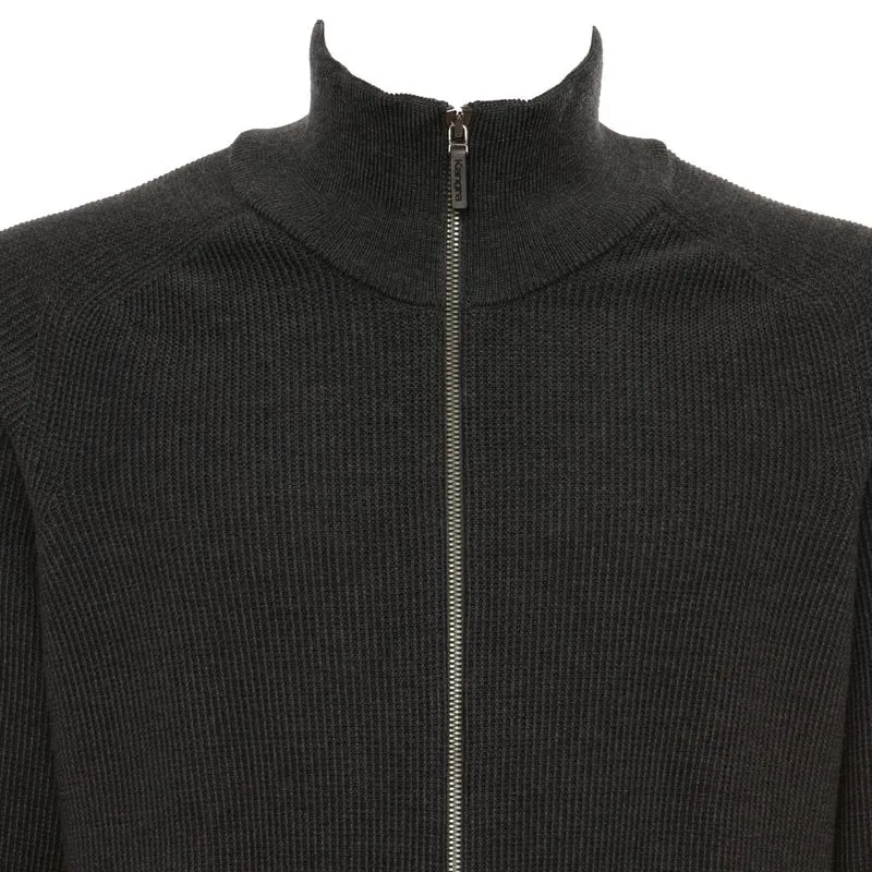 Maglione grigio in lana full zip 