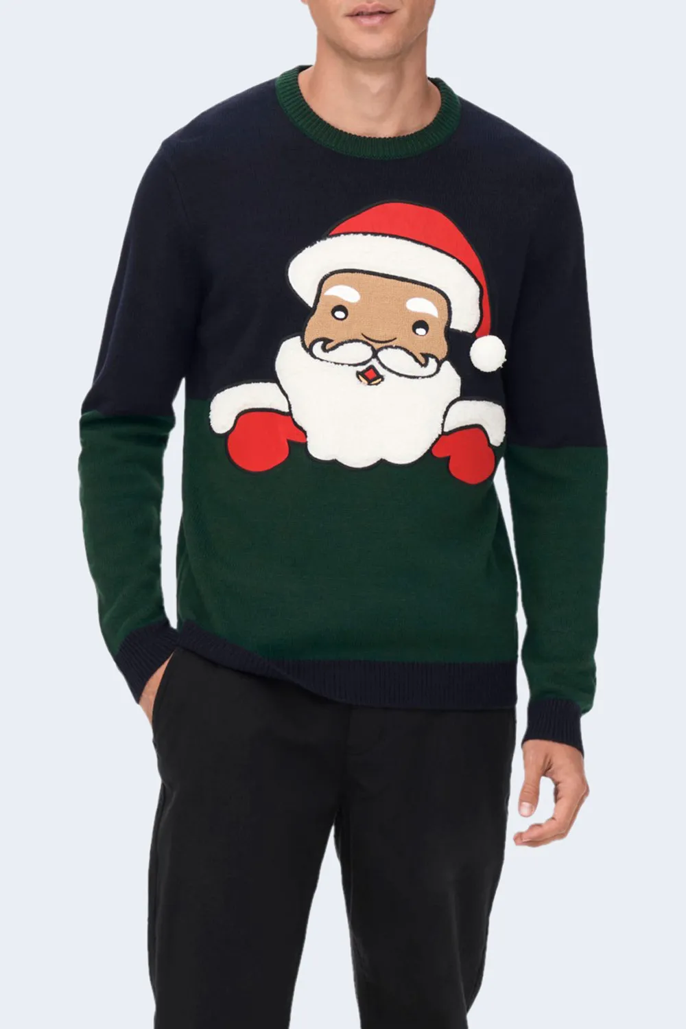 Maglione Only & Sons onsxmas reg block crew knit Blue scuro