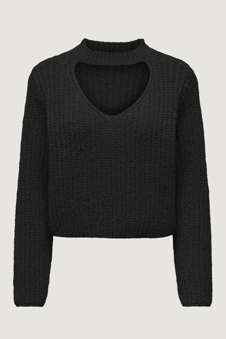 Maglione Only onlhenrietta ls life peek a o-neck knt Nero