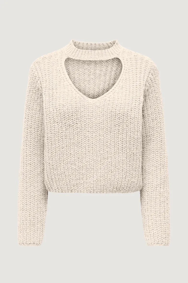Maglione Only onlhenrietta ls life peek a o-neck knt Panna