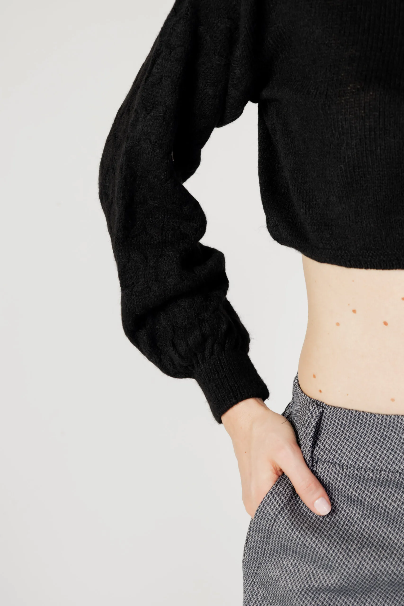 Maglione Only onltirona ls crop detail o-neck bf knt Nero