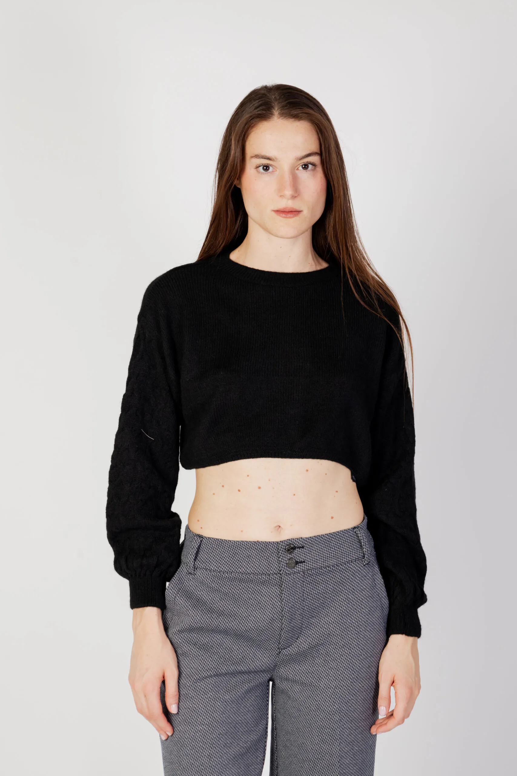 Maglione Only onltirona ls crop detail o-neck bf knt Nero