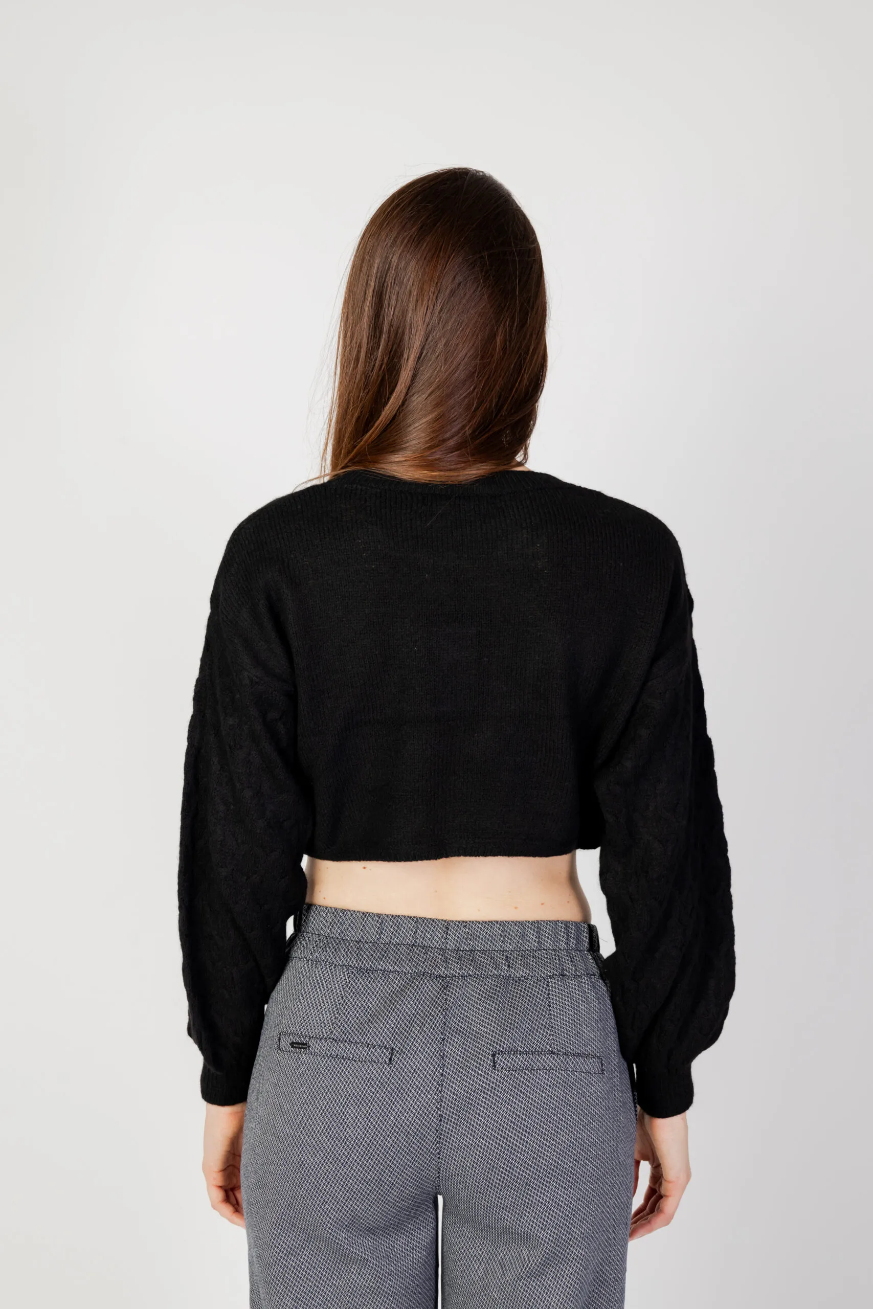 Maglione Only onltirona ls crop detail o-neck bf knt Nero