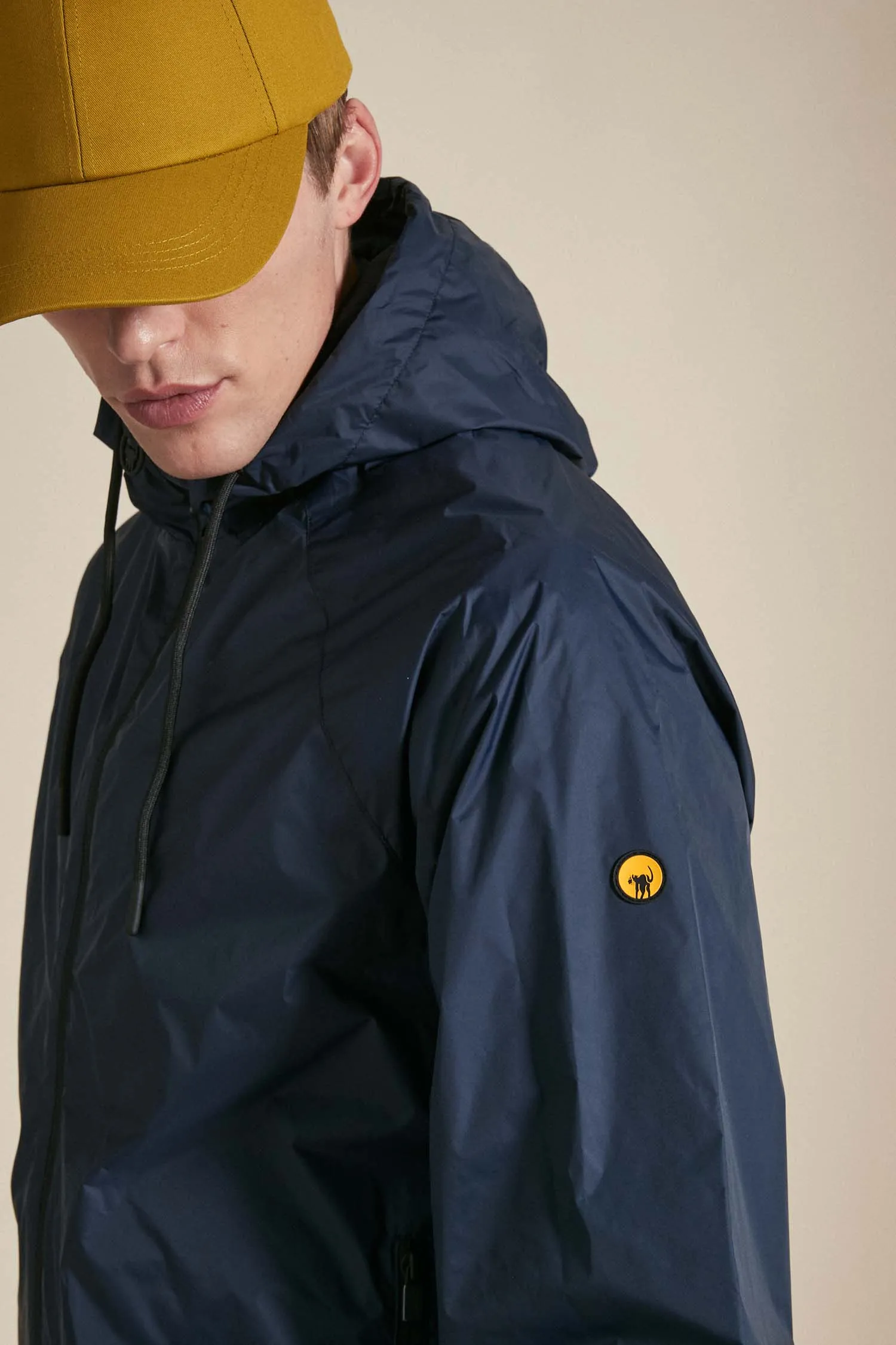 MARLIN – Windbreaker blu impacchettabile con cappuccio