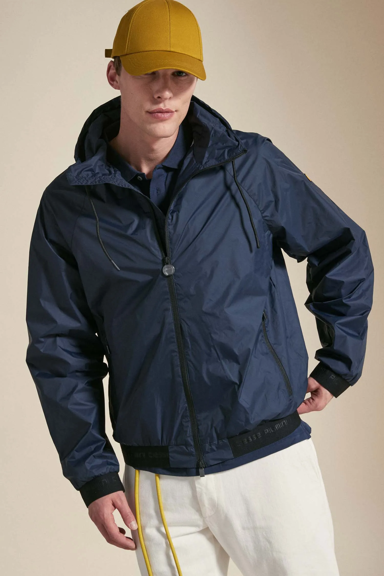MARLIN – Windbreaker blu impacchettabile con cappuccio