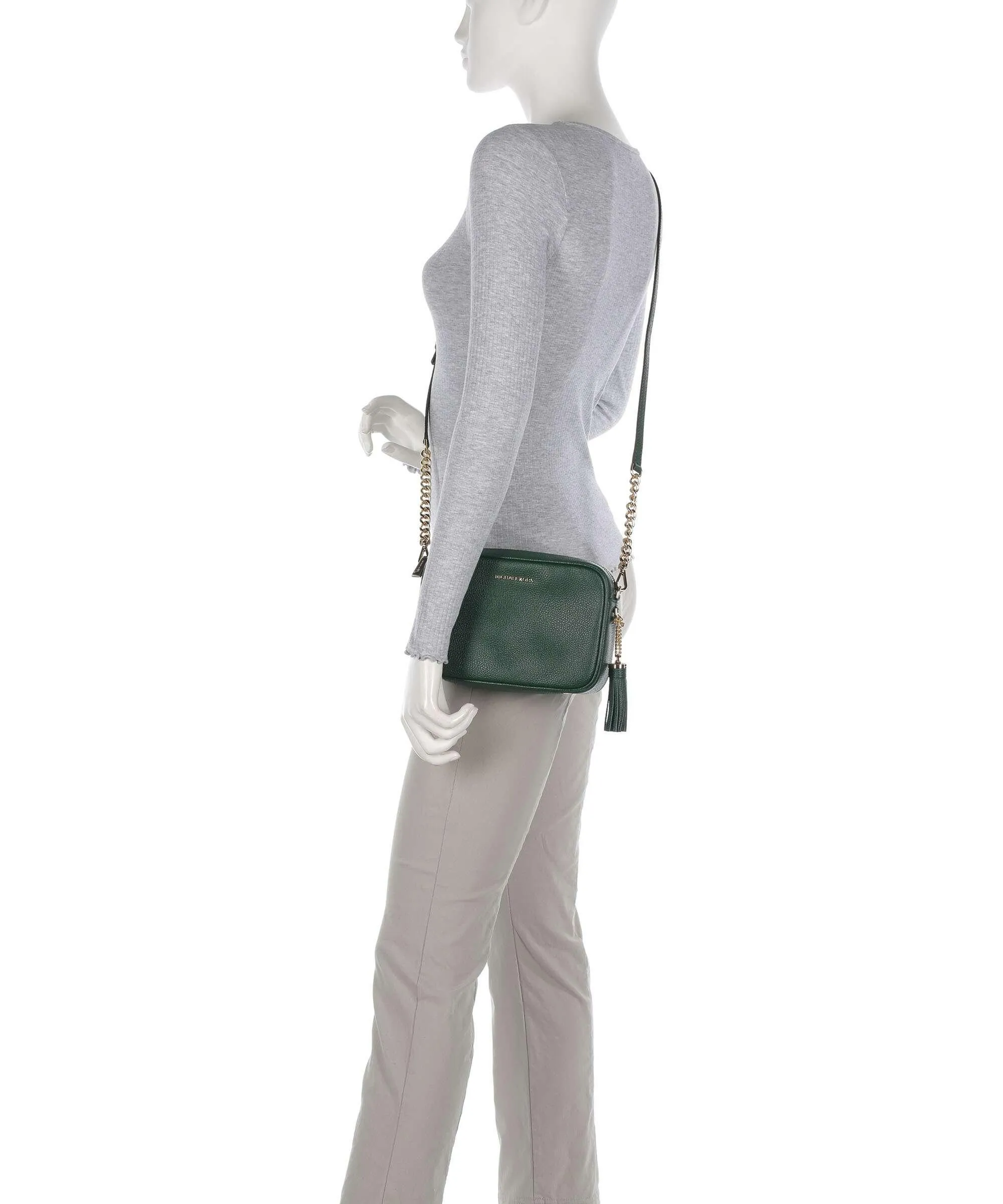  Michael Kors Jet Set Borsa a tracolla pelle di vacchetta grana verde scuro  
