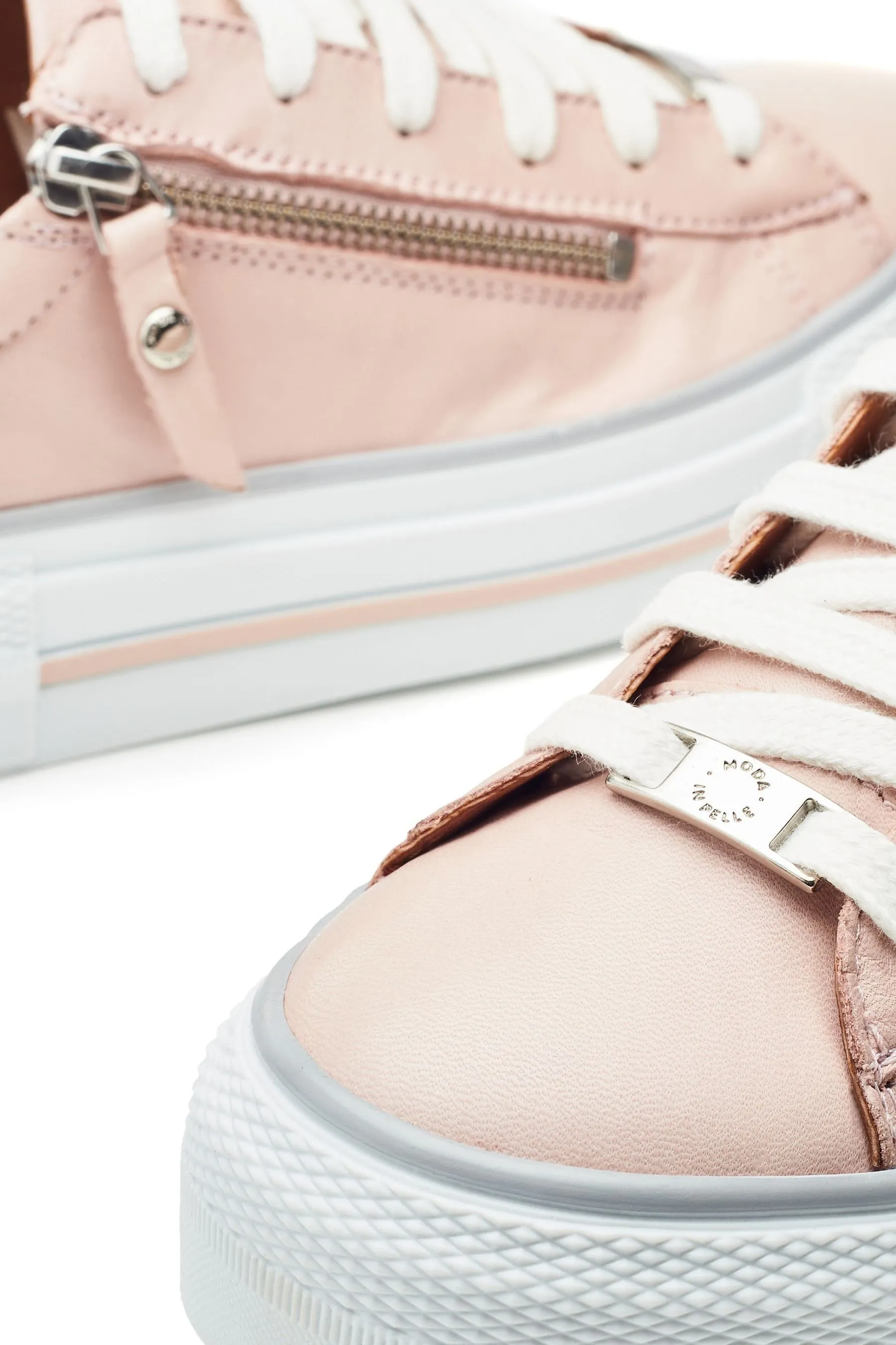 Moda in Pelle Filician - Scarpe da ginnastica con suola spessa e zip in Pizzo
