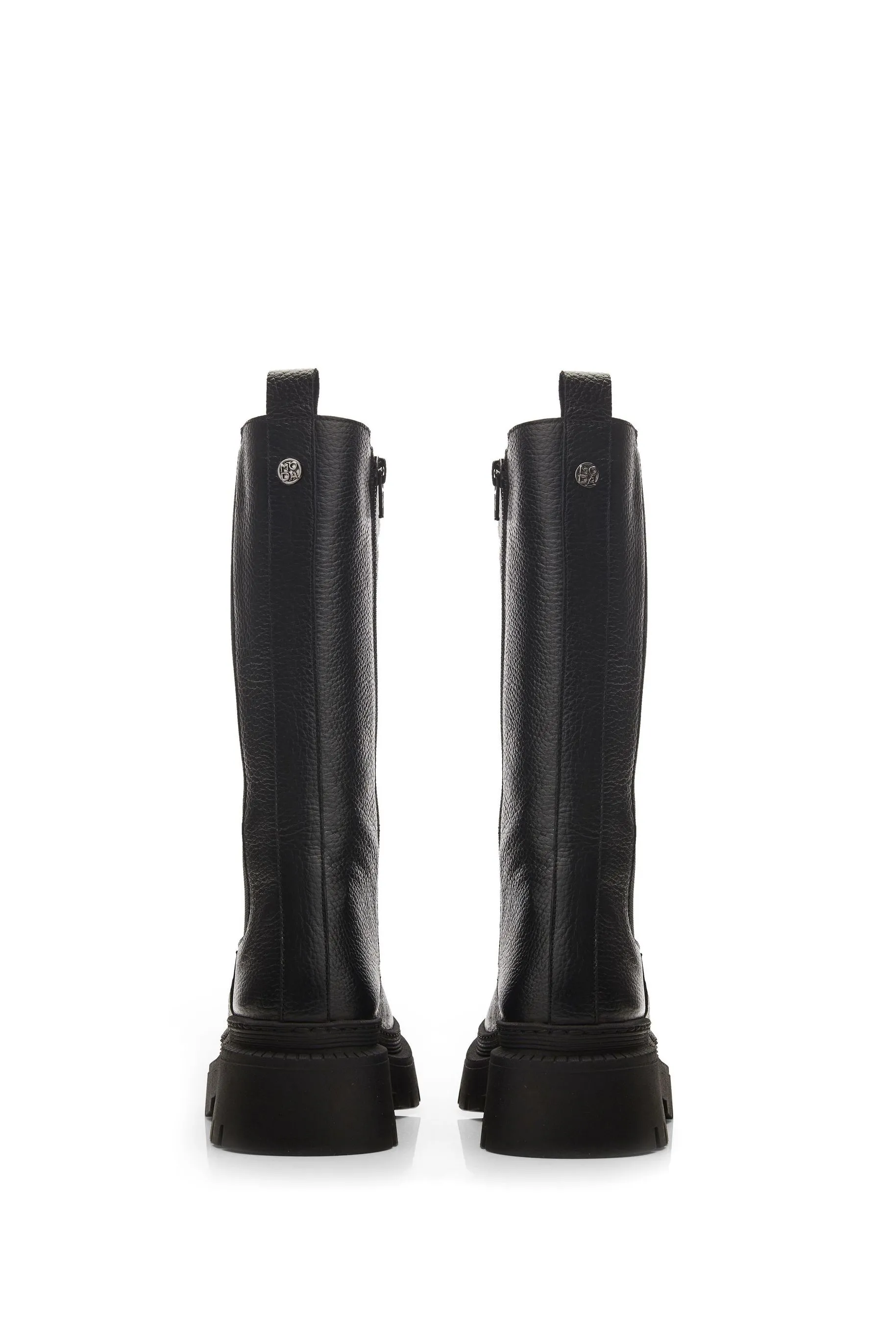 Moda in Pelle Itzel - Chelsea Nero lunga con suola spessa a carrarmato - Stivali