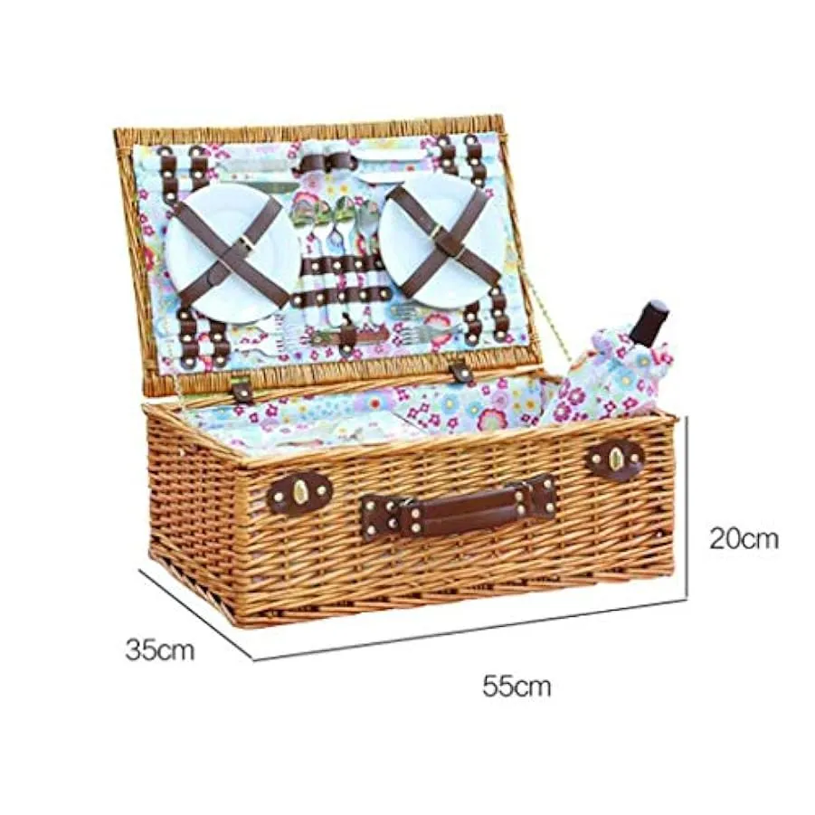 MXXHFC Set da Picnic, Cestino da Picnic per 4 Persone, Coperta da Picnic Pieghevole, Cesto da Picnic Set di Posate Set di Posate