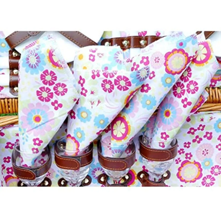 MXXHFC Set da Picnic, Cestino da Picnic per 4 Persone, Coperta da Picnic Pieghevole, Cesto da Picnic Set di Posate Set di Posate