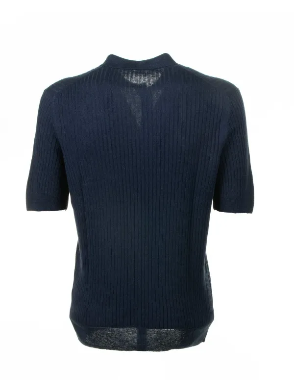 Navy blue short-sleeved polo shirt