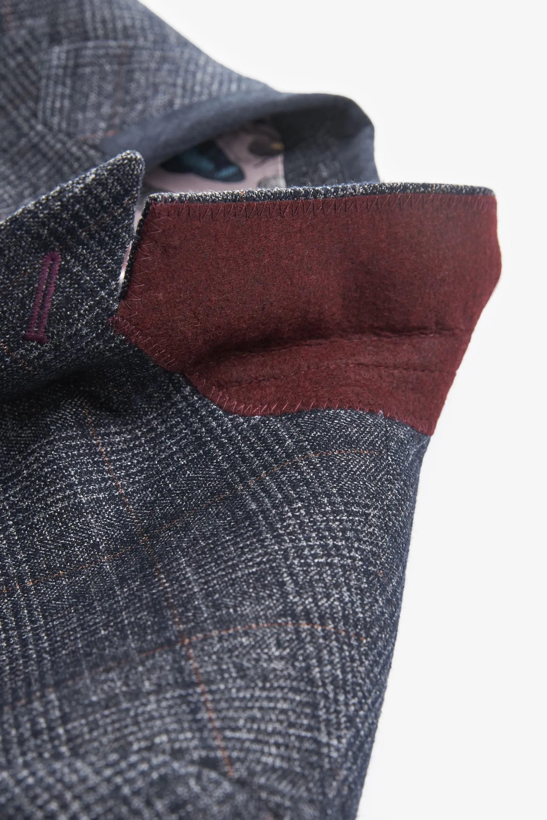 Navy  - Vestibilità attillata / Slim da A quadri Giacca da completo con finiture