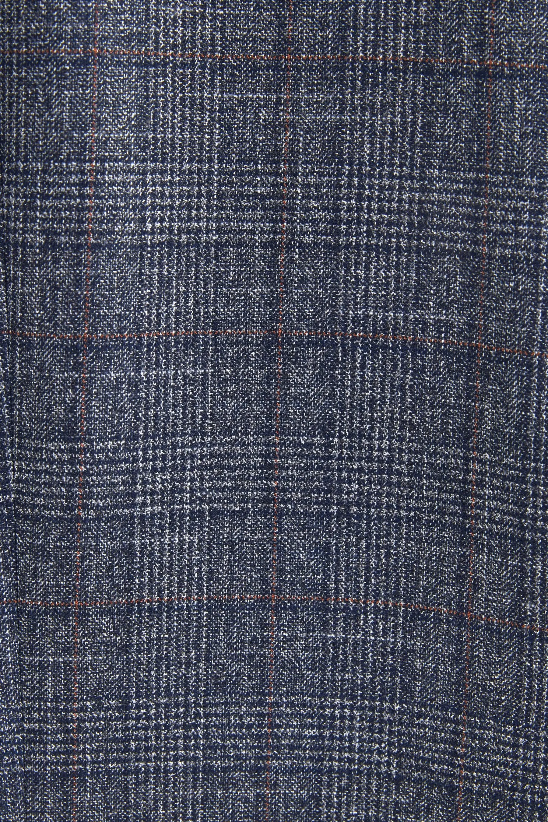 Navy  - Vestibilità attillata / Slim da A quadri Giacca da completo con finiture