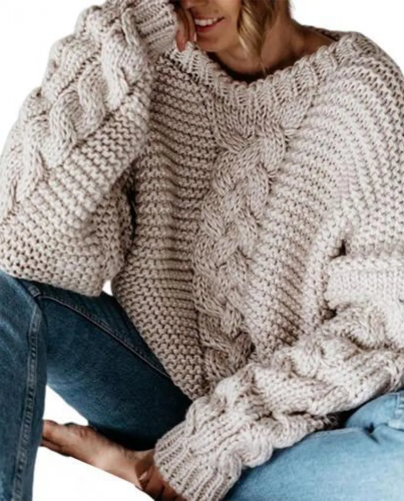 Office Lady Twist Maglione Moda Tinta Unita Autunno Inverno Crew Nec